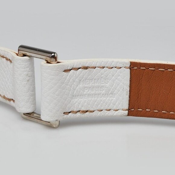 Hermes White/Gold Epsom/Swift Leather Mini Etriviere 4 Tours Leather Wrap - Picture 6 of 7